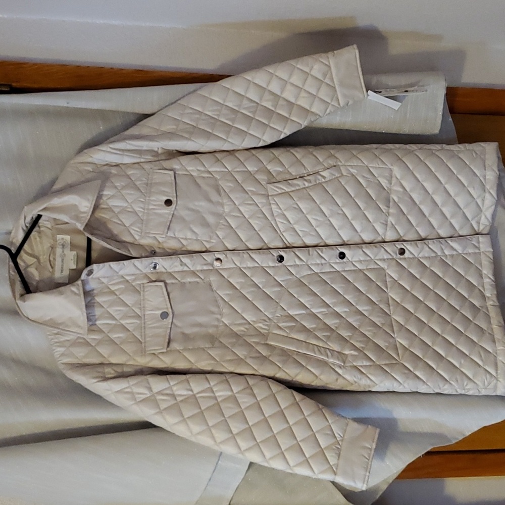 Beige Ivory Quilted Coat